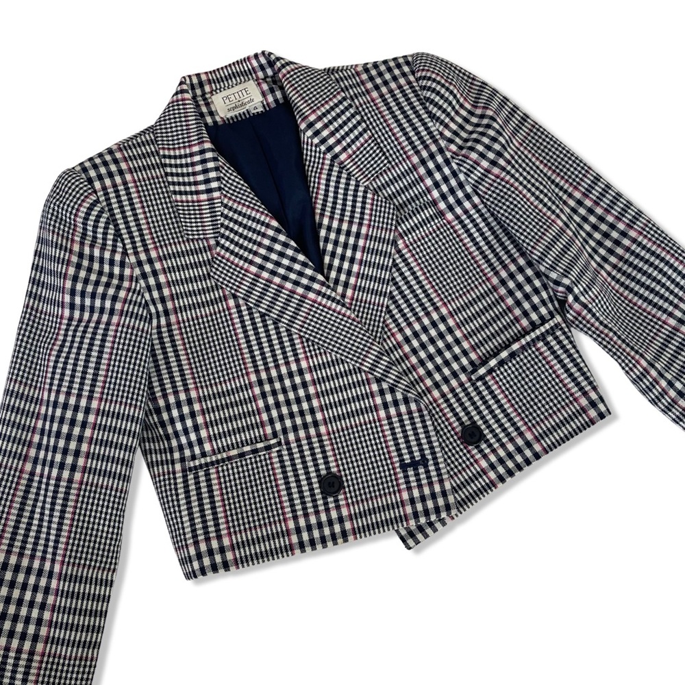 Cropped plaid tweed blazer vintage